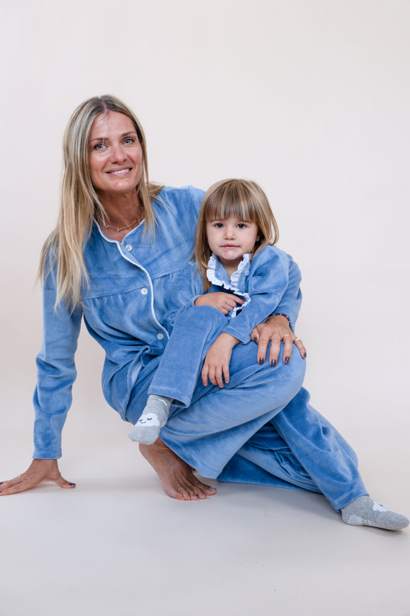 Pijama en plush azul de mujer