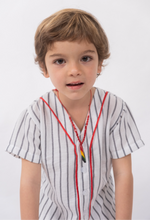 Cargar imagen en el visor de la galería, Pijama rayado blanco y gris de varón
