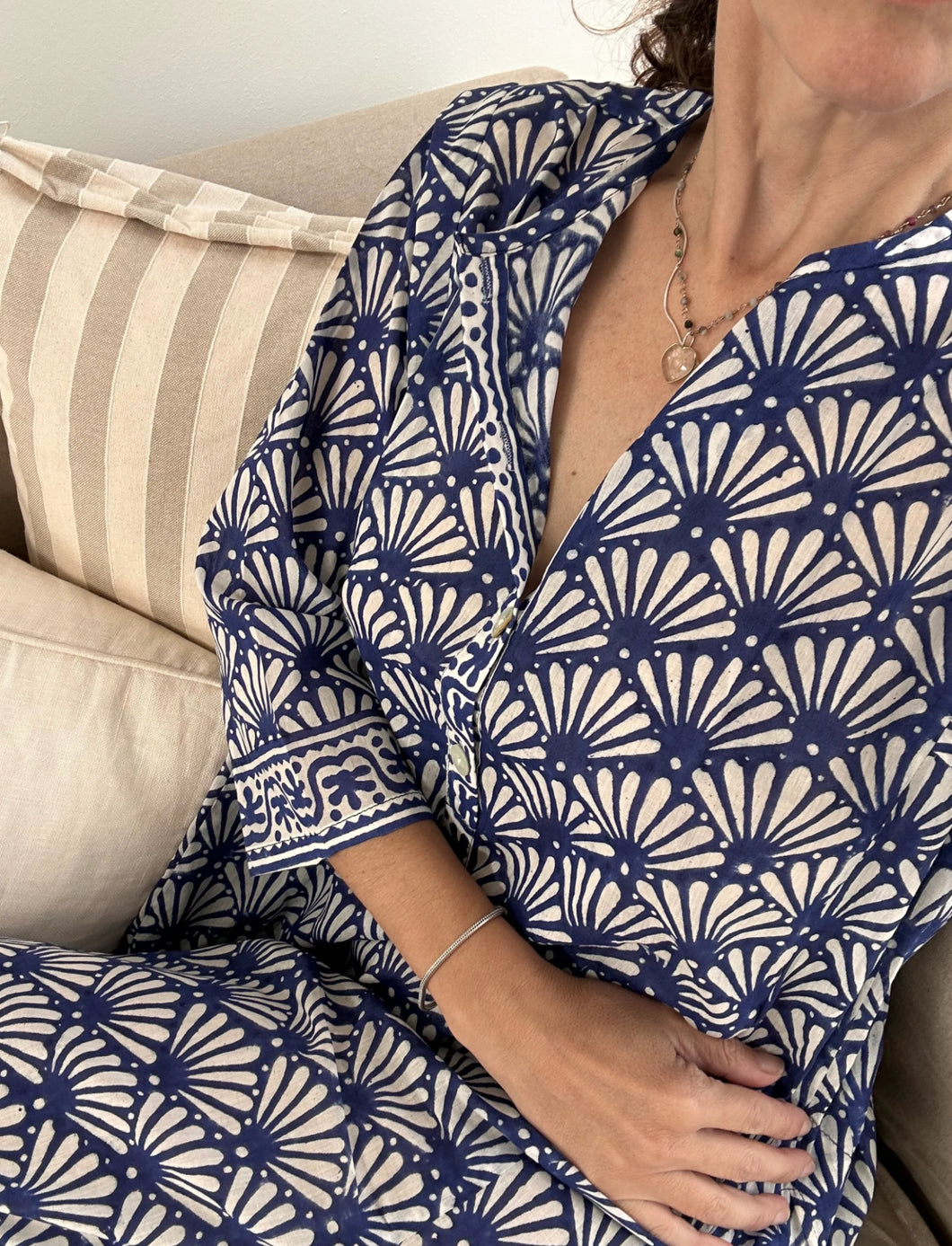 Túnica abanicos azul de mujer