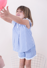 Cargar imagen en el visor de la galería, Pijama lagos azul rayado de niña
