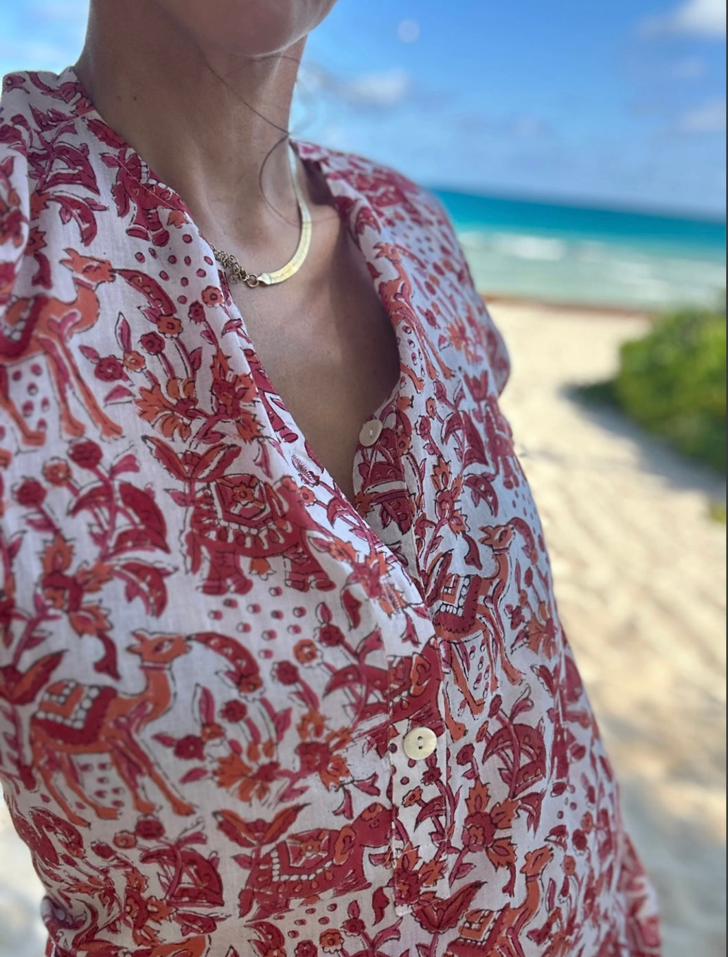 Túnica elefantes roja de mujer