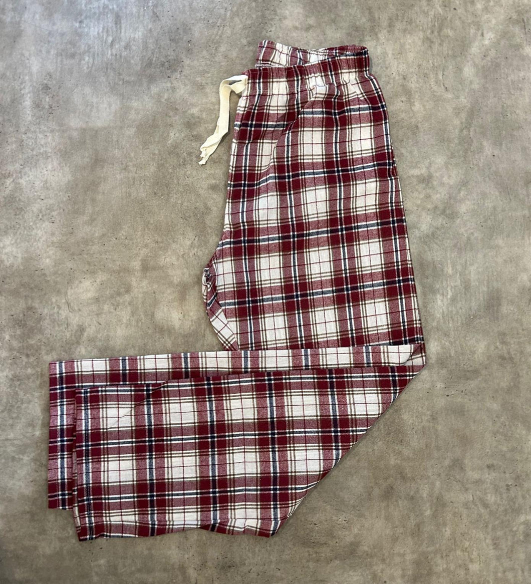 Pantalón de viyela bordó y blanco de hombre