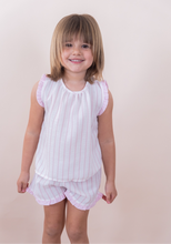 Cargar imagen en el visor de la galería, Pijama lino rayado rosa de niña
