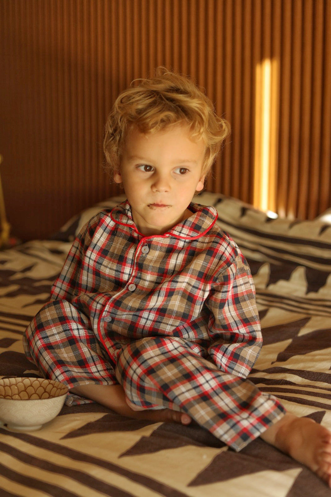 Pijama viyela beige de varón