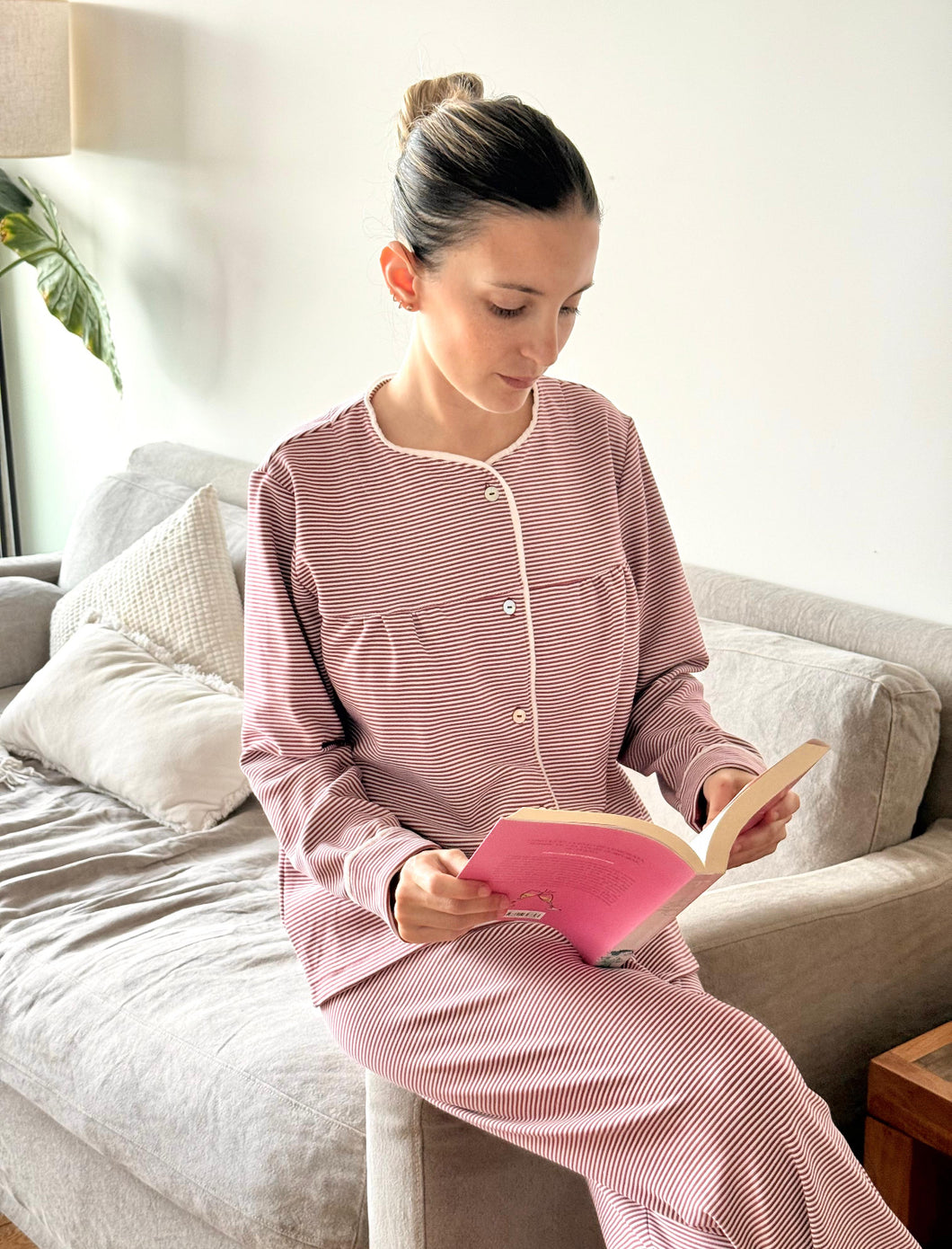 Pijama classic rallado rojo de mujer