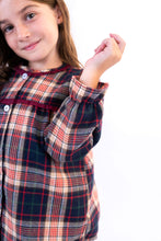 Cargar imagen en el visor de la galería, Pijama viyela beige y roja de niña
