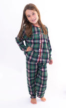 Cargar imagen en el visor de la galería, Pijama de viyela verde y roja de niña
