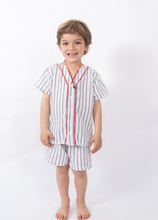 Cargar imagen en el visor de la galería, Pijama rayado blanco y gris de varón
